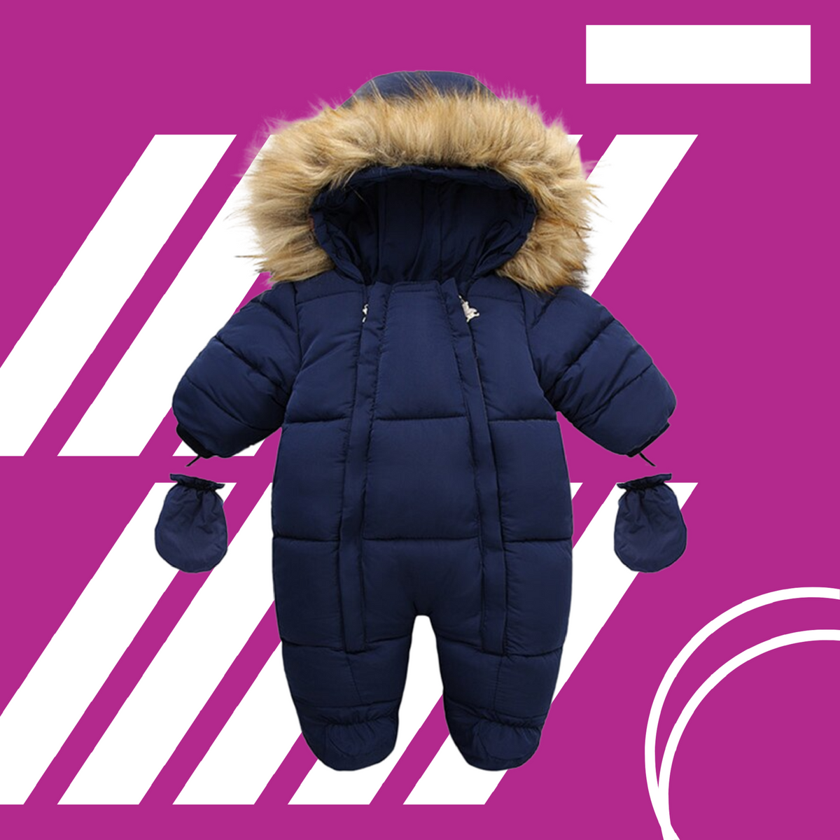 Baby jumpsuit with glove winter cotton plus velvet baby coat romper