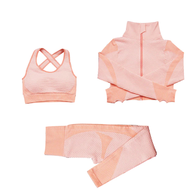 Women's 3-Piece Honeycomb Tracksuit Workout Set