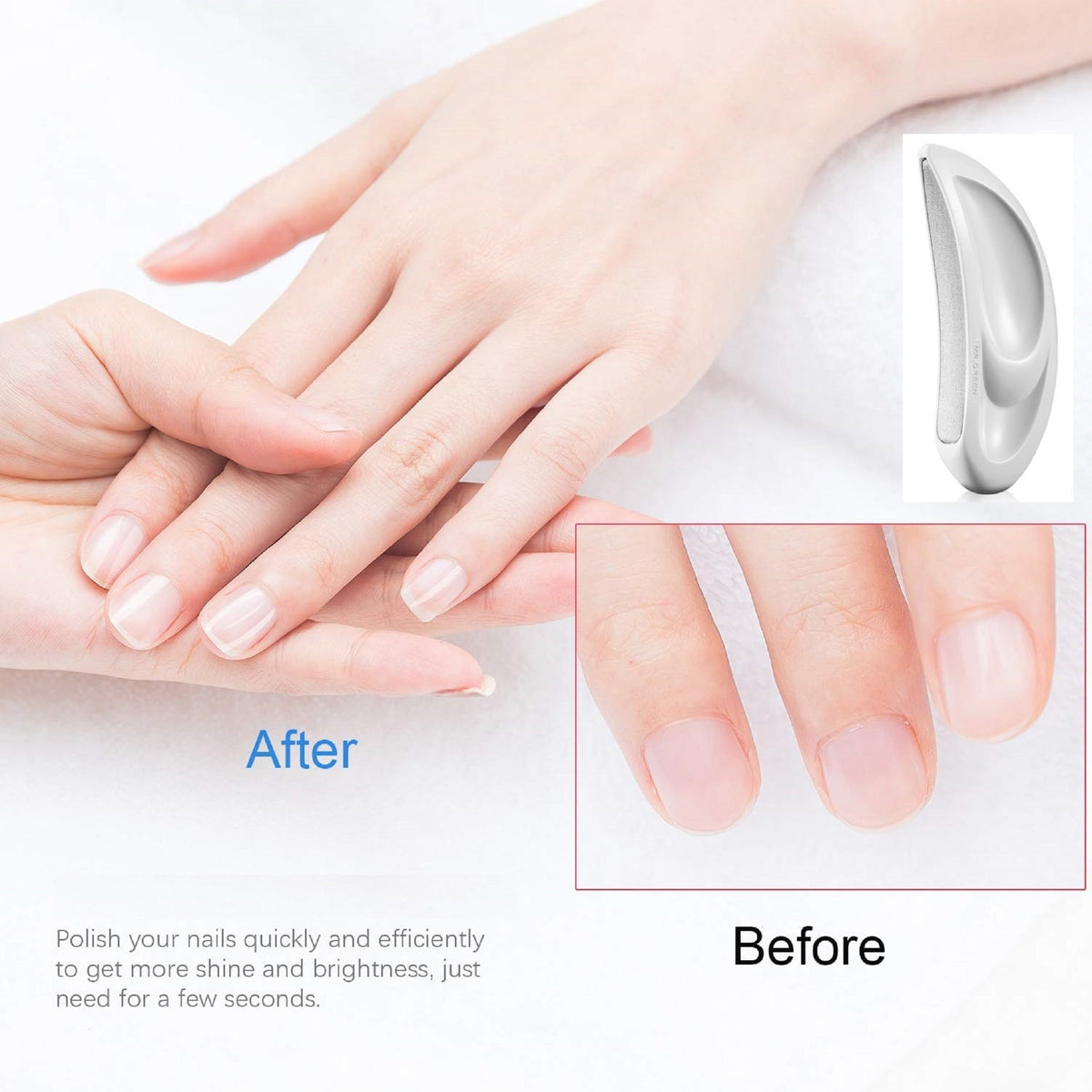 Curved Ergonomic Nail File and Buffer for Manicures