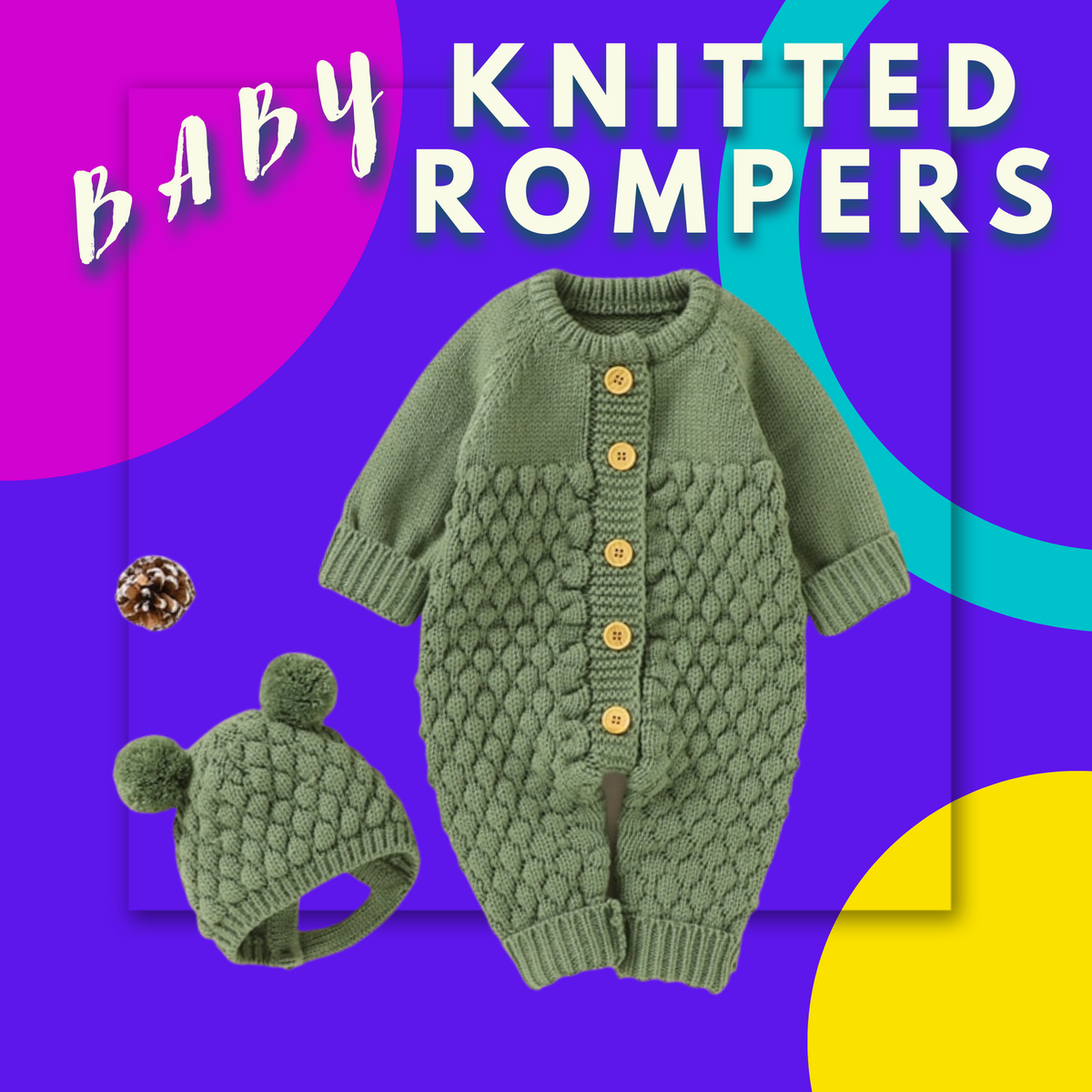 Baby knitted rompers caps clothes sets