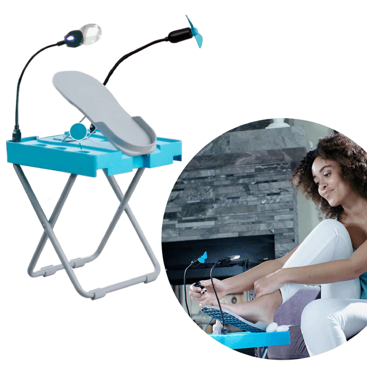 Pedicure Foot Rest with LED Magnifier and Drying Fan